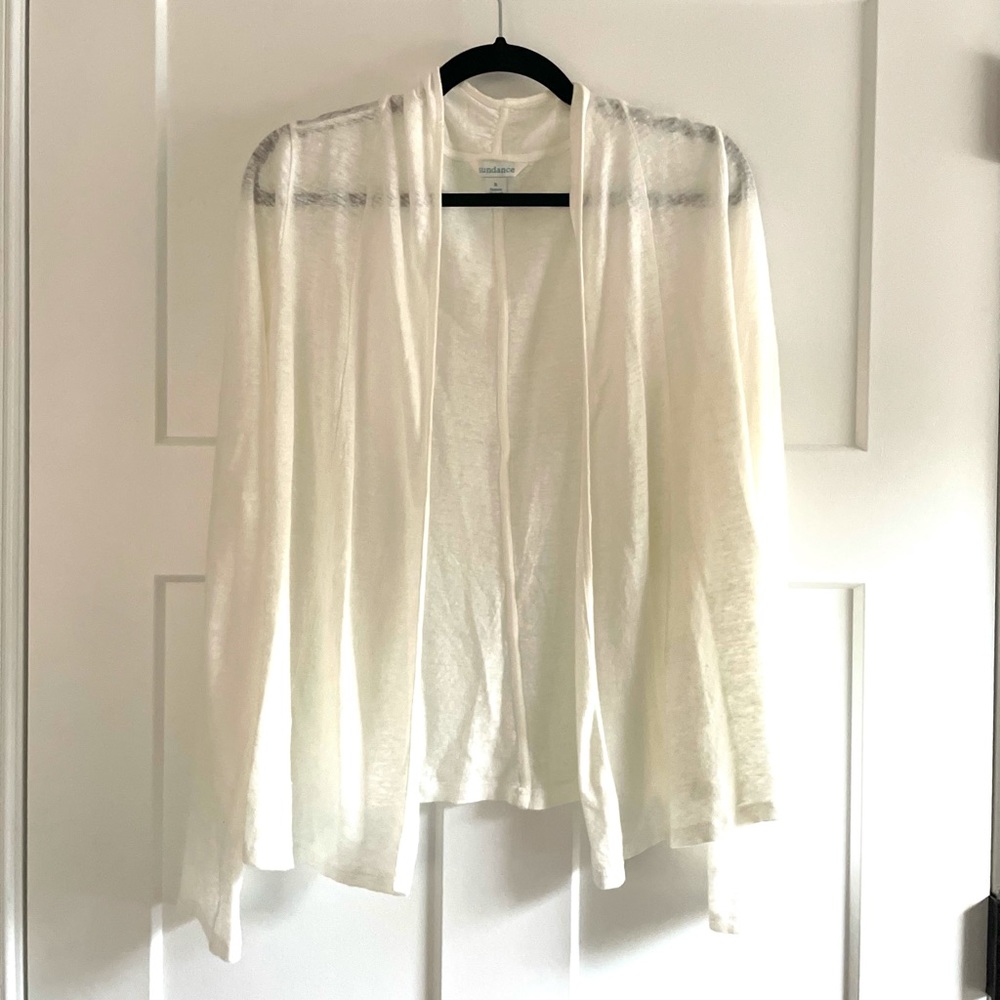 Sundance White Linen Open Cardigan Small